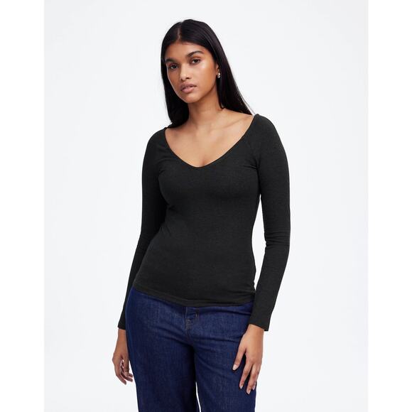 NWT Madewell Jersey V-Neck Long-Sleeve Top Size XXS - Picture 2 of 7